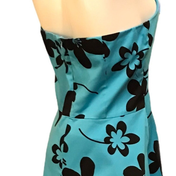 Vintage Y2K Bohemian Floral Halter Sundress Bright Turquoise Dress Size 10 NWT - Picture 15 of 16